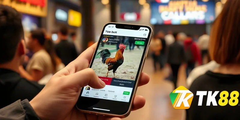 Người chơi đang đặt cược đá gà đòn TK88 trên điện thoại